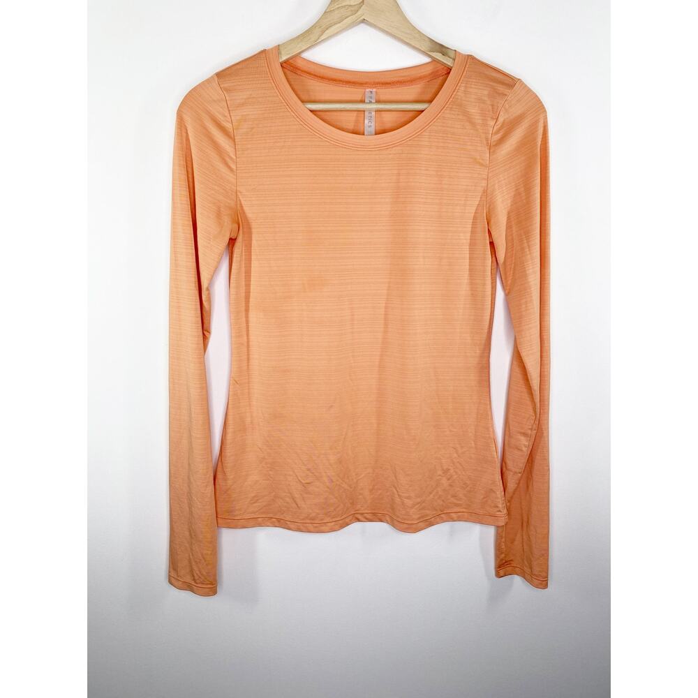 Fabletics Womens Orange Workout Gym Training Running Long Sleeve‎ Tee Size XS